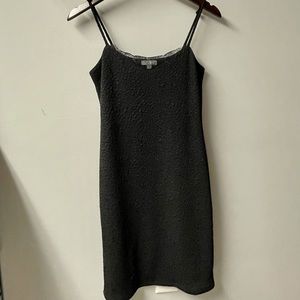 LBD, Black Textured Dress with Lace Detail